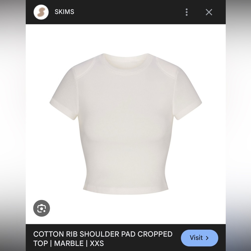 SKIMS white shoulder pad Crop Top